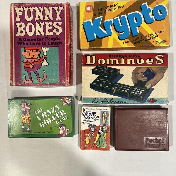 Vintage Games Funny Bones, Krypto, Dominoes, Crazy Golfer & More Complete - Picture 1 of 12